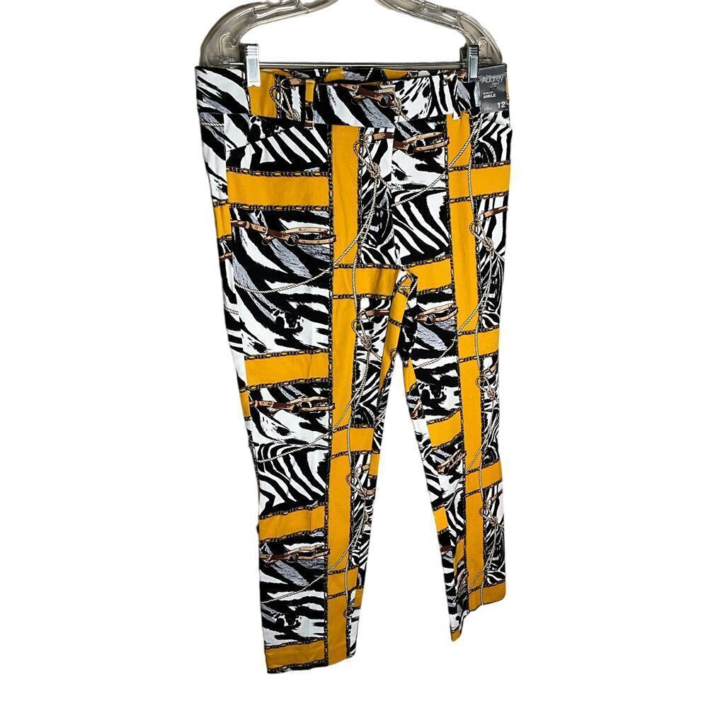 New York & Company The Audrey‎ Ankle Pants Slim Leg Animal Print Multi Womens 12